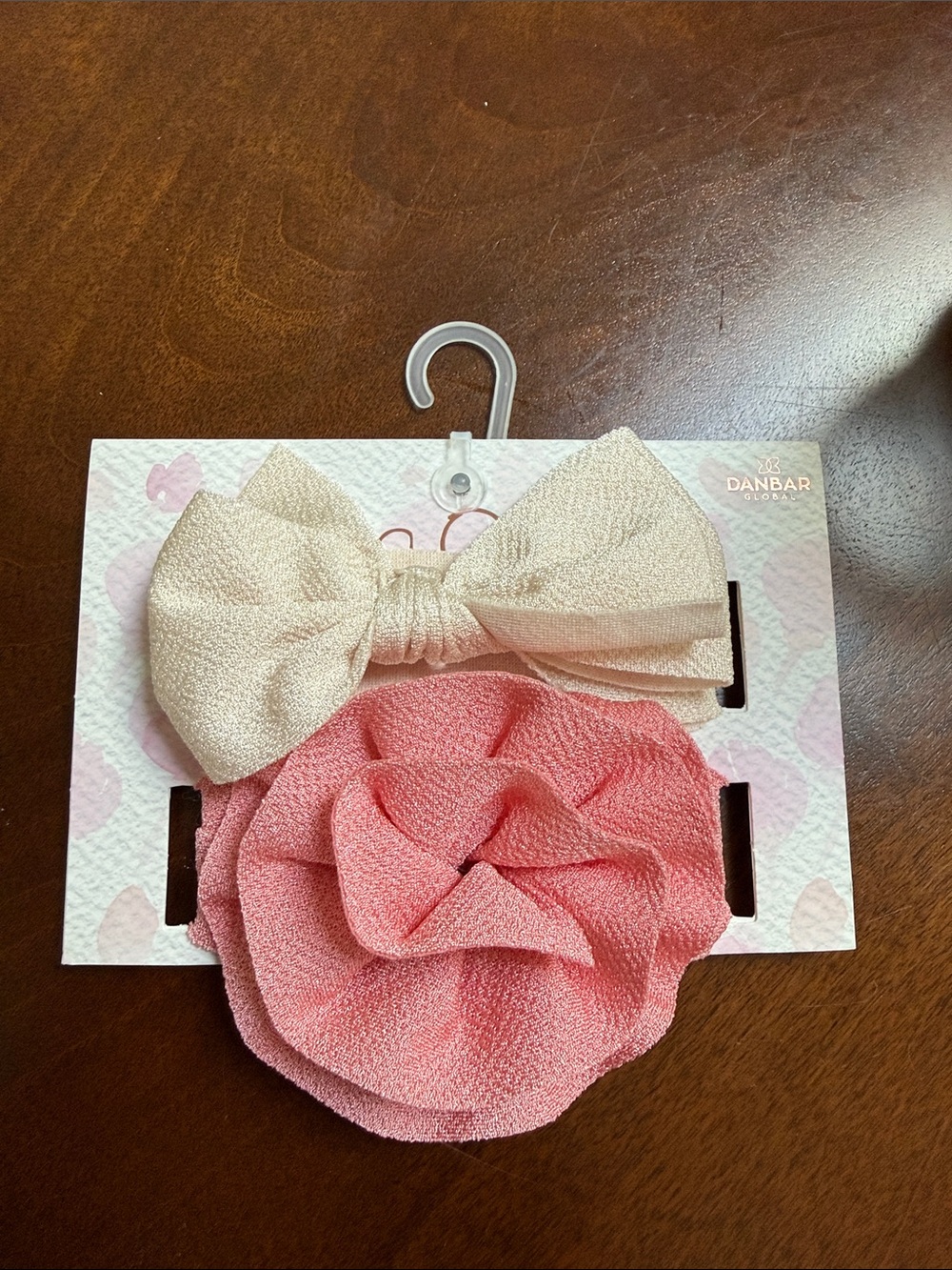 Kids Cream Bow & Pink Flower Hair Clip Set